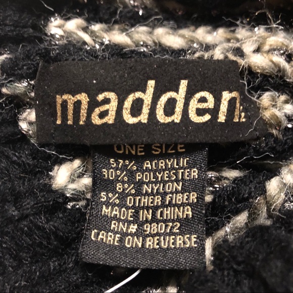 Madden Pom Pom Hat Black Metallic Beanie Winter - Picture 5 of 6